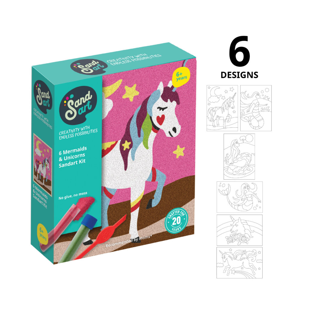 Sandart six pack mermaids & unicorns 6 designs